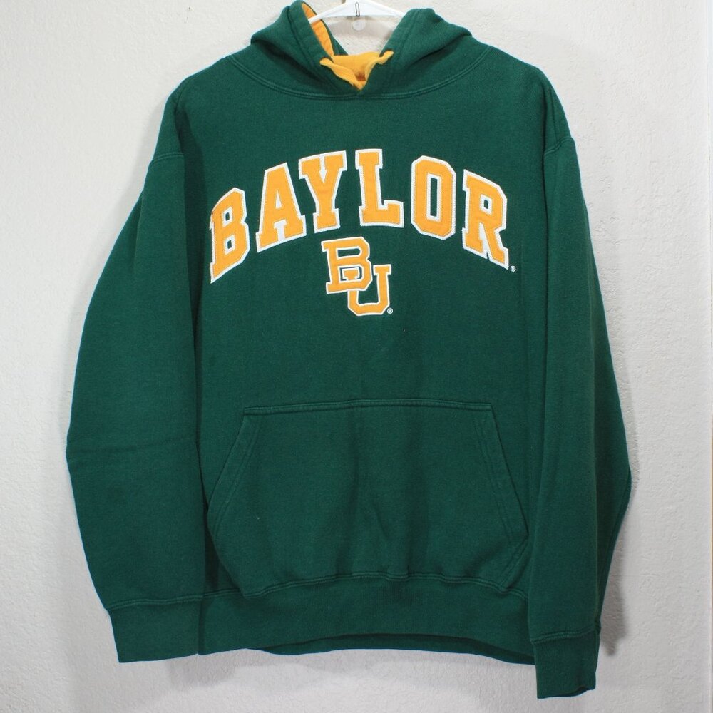 Baylor Bears Men's Green Embroidered Popover Hoodie E5 Sports Sweatshirt Medium